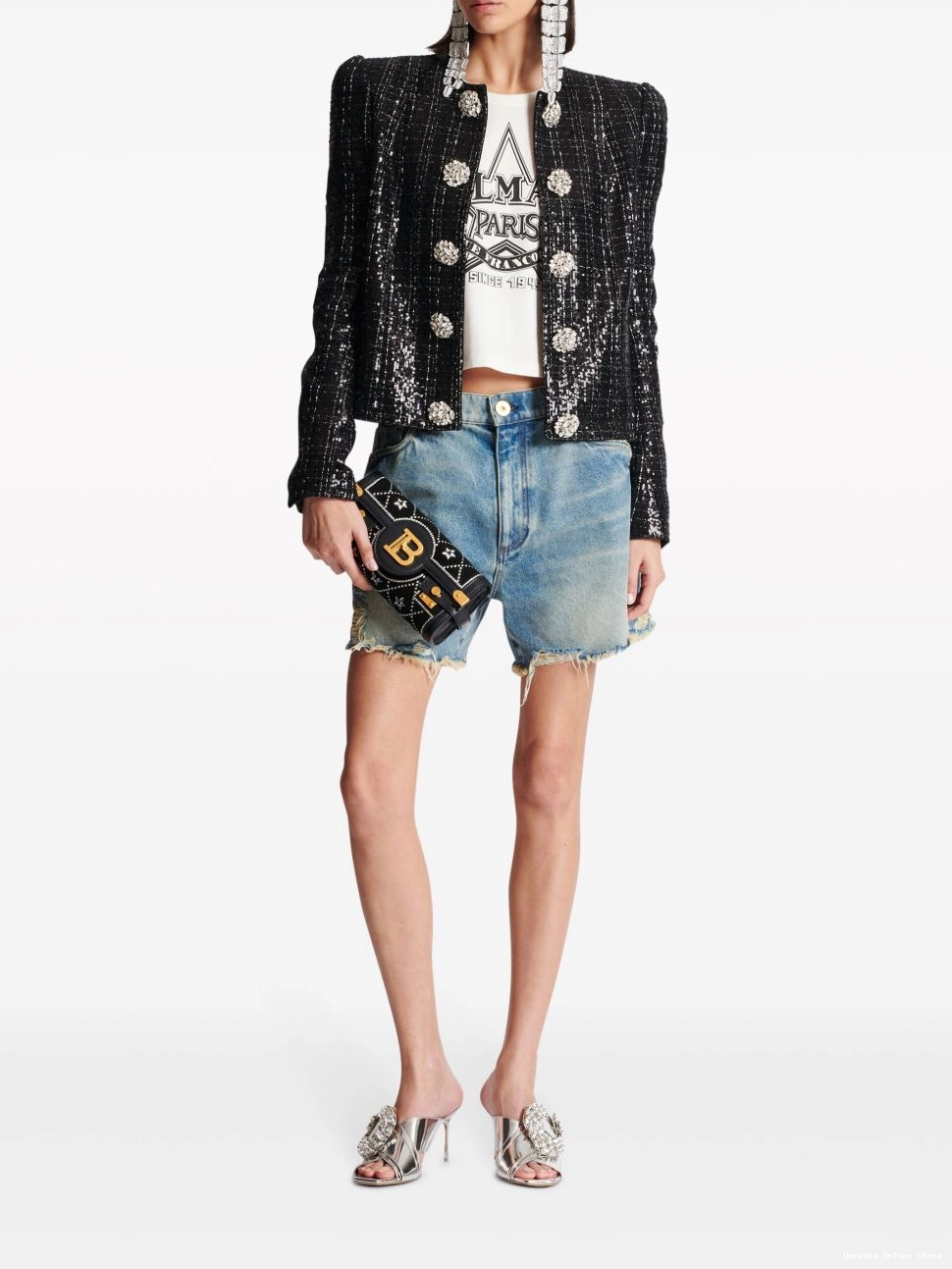 Cheap tweed jacket Women Versace sequin-embellished 0816